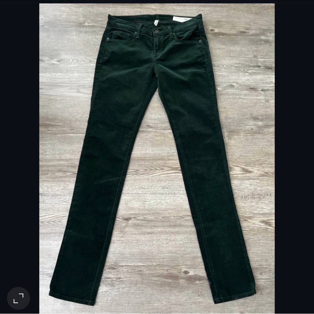 rag bone Skinny Corduroy Jeans Forest Green Low Rise Full Length Womens 26